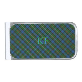 Fergusson Official Tartan with monogram / name Silver Finish Money Clip