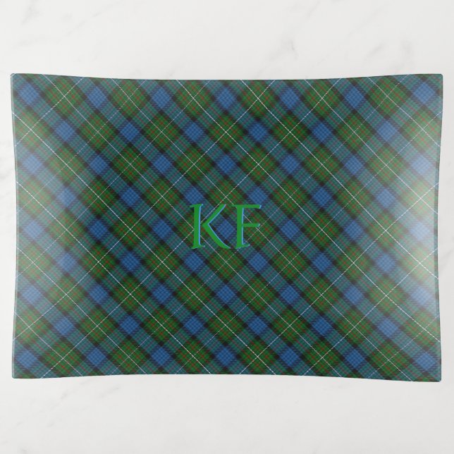 Fergusson Official Tartan with monogram / name Trinket Tray (Front)