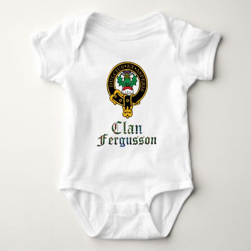 Fergusson scottish crest and tartan clan name baby bodysuit