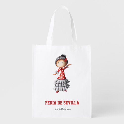 Feria de Sevilla Sevillana Flamenco Dancer Spain Grocery Bag