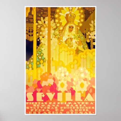 Feria de Sevilla Spain vintage travel Poster