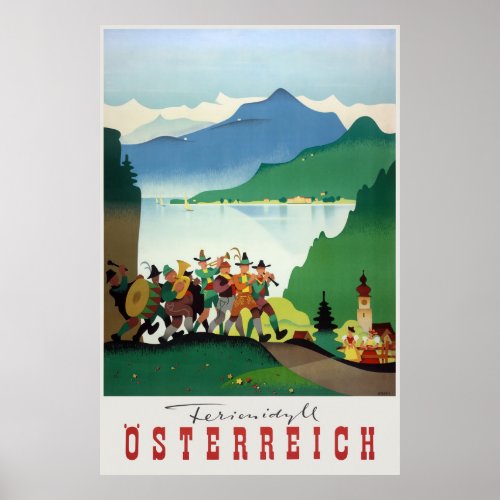 Ferienidyll Osterreich Austria Vintage Poster