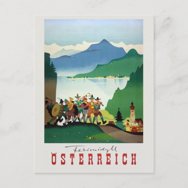 Ferienidyll Osterreich Austria Vintage Poster Postcard (Front)