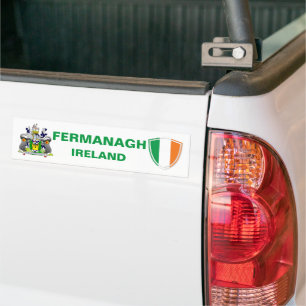 Fermanagh Ireland Crest and Irish Flag Bumper Sticker