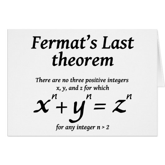 Fermat's Last Theorem Cards (Front Horizontal)