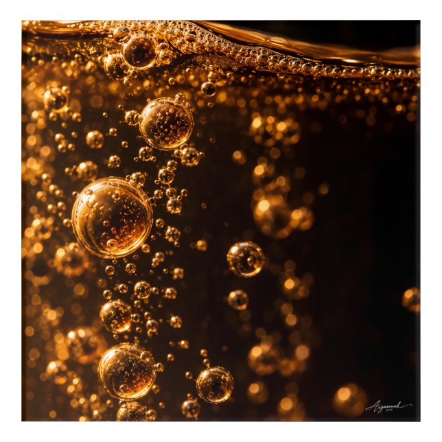 Fermenting Cider Bubbles Macro Photography Acrylic Print (Front)