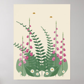 Fern and Foxglove Botanical Print
