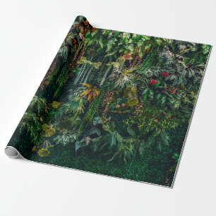 fern and plant decorate on wall wrapping paper