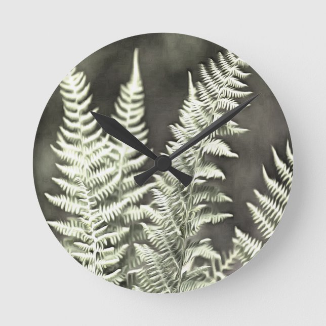 Fern Artistic Abstract Round Clock (Front)