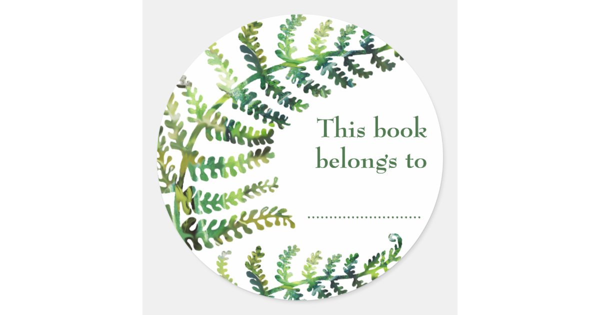 Fern Bookplate Stickers | Zazzle