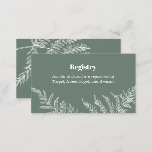 Fern Botanical Bridal Registry Insert Card - Fern Botanical Bridal Registry Insert Card