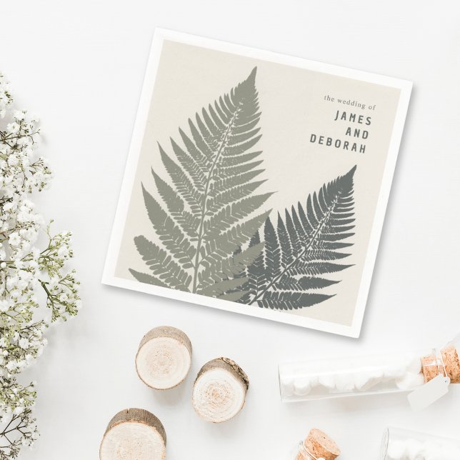 Fern Botanical Modern Minimal Woodland Wedding Napkins (Creator Uploaded)