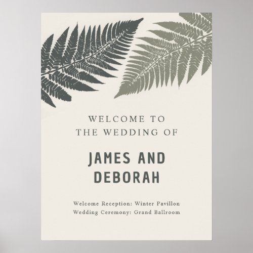 Fern Botanical Modern Minimal Woodland Wedding Poster