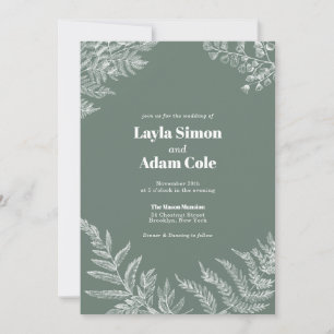 Fern Botanical Sage Wedding Invitation