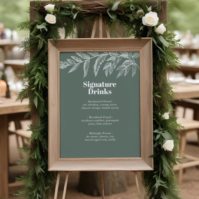 Fern Botanical Woodland Signature Drinks Menu Poster (Creator Uploaded)