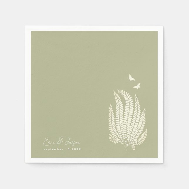 Fern & Butterflies | Wedding Reception Napkins (Front)