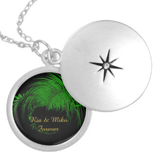 FERN CIRCULAR design with Names Locket Necklace