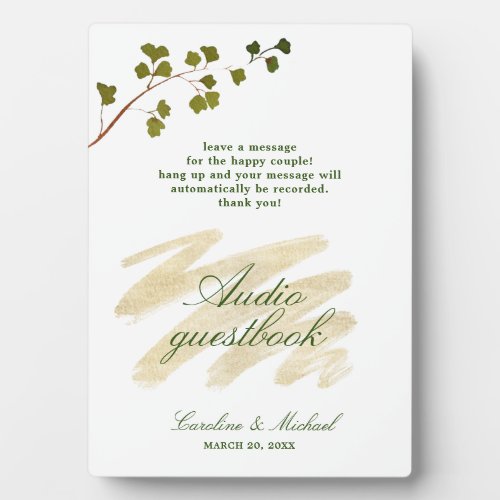 Fern Emerald and Gold Audio Guestbook Plaque
