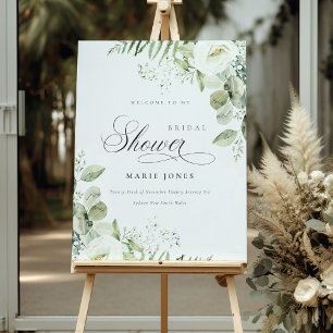 Fern Eucalyptus Green Fauna Bridal Shower Welcome Foam Board