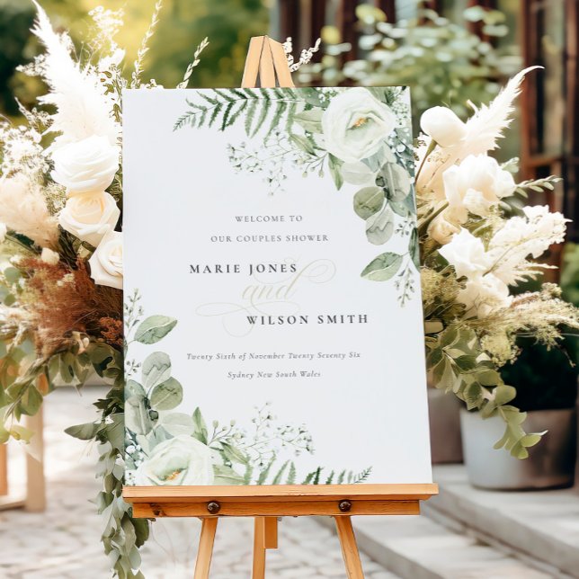 Fern Eucalyptus Greenery Couples Shower Welcome Foam Board (Creator Uploaded)