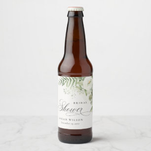 Fern Eucalyptus Greenery Foliage Bridal Shower Beer Bottle Label