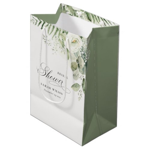 Fern Eucalyptus Greenery Foliage Bridal Shower Medium Gift Bag