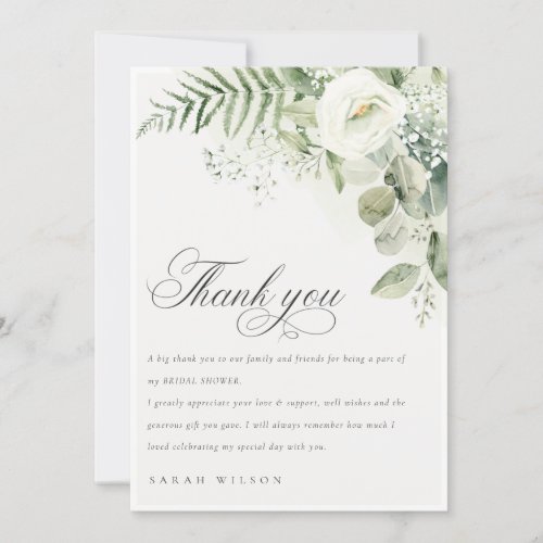 Fern Eucalyptus Greenery Foliage Bridal Shower Thank You Card