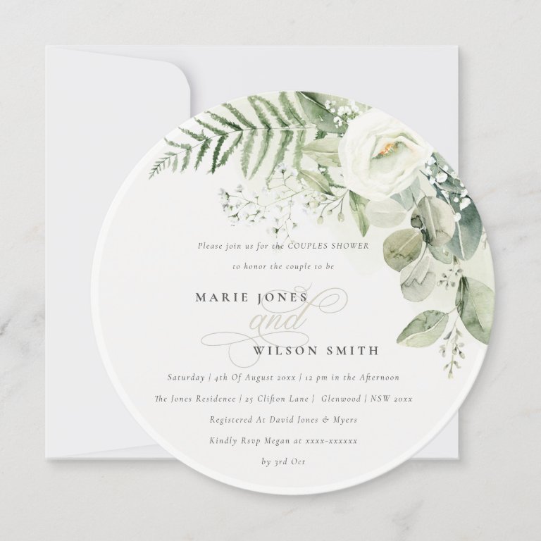 Fern Eucalyptus Greenery Foliage Couples Shower Invitation