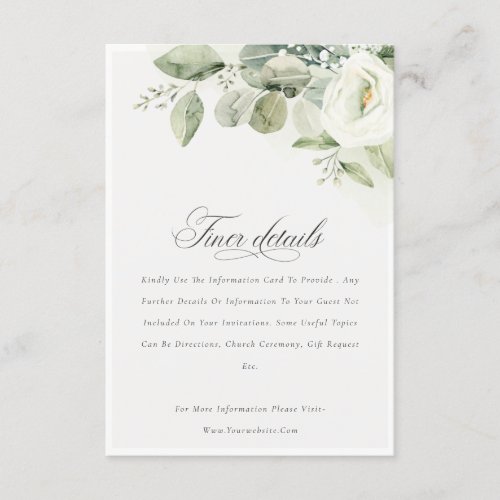 Fern Eucalyptus Greenery Foliage Wedding Details Enclosure Card
