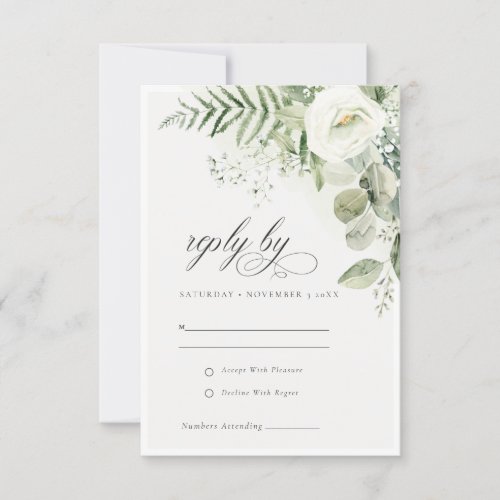Fern Eucalyptus Greenery Foliage Wedding RSVP Invitation