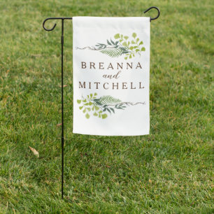 Fern Eucalyptus Hand-Drawn Greenery Wedding Garden Flag