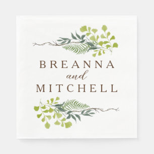 Fern Eucalyptus Hand-Drawn Greenery Wedding Napkins