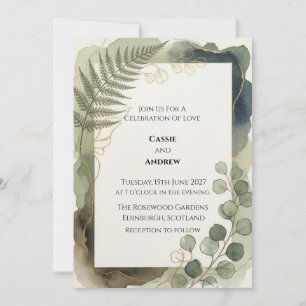 Fern Eucalyptus Watercolor Wedding Invite