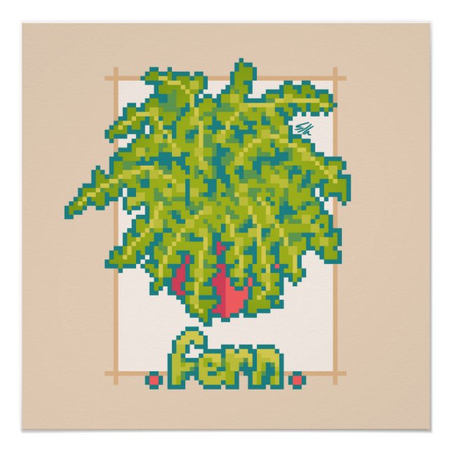 Fern, Fern, Pixel Art Poster (Front)