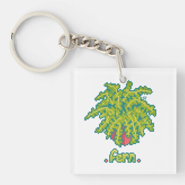 Fern, fern Pixelart, Pixel Art Keychain (Front)