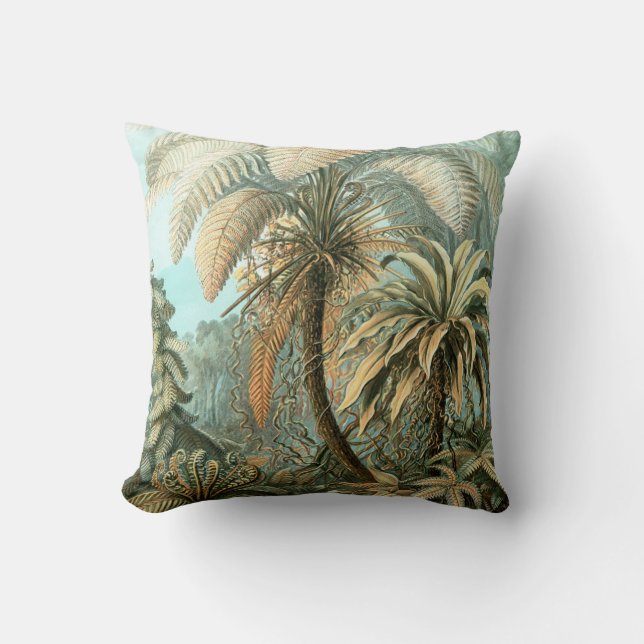 Fern (Filicinae) by Haeckel Throw Pillow (Front)