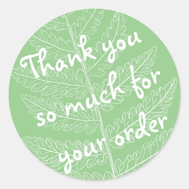 Fern Frond Thank You Classic Round Sticker (Front)