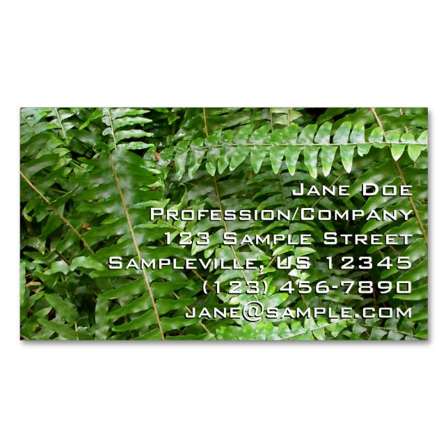 Fern Fronds I Green Nature Business Card Magnet (Front)