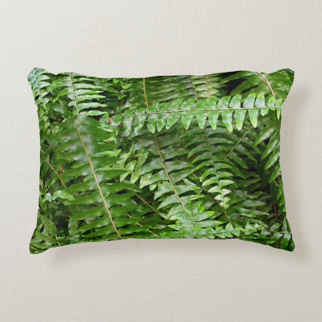 Fern Fronds I Green Nature Decorative Pillow (Front)