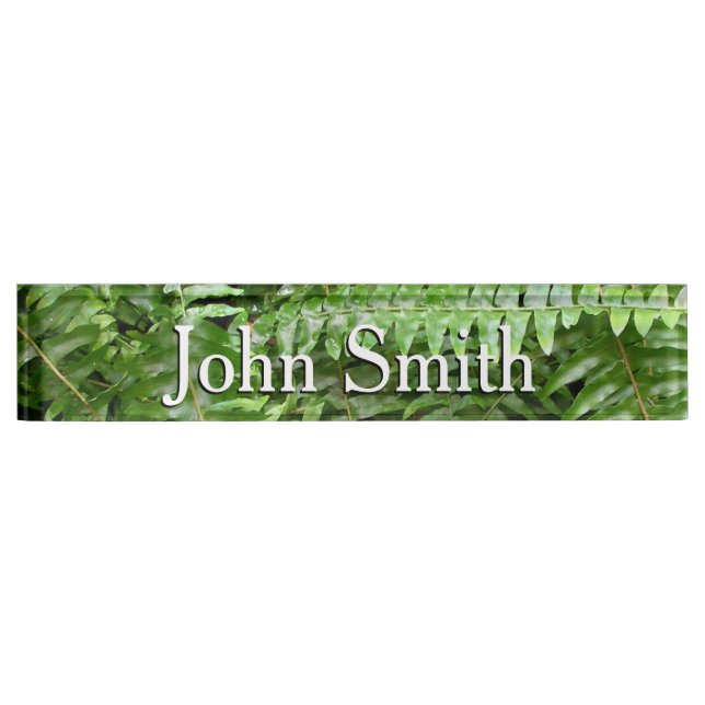 Fern Fronds I Green Nature Desk Name Plate (Front)