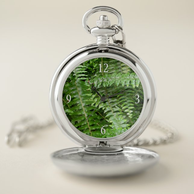 Fern Fronds I Green Nature Pocket Watch (Inside)