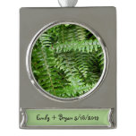 Fern Fronds I Green Nature Silver Plated Banner Ornament