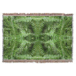 Fern Fronds I Green Nature Throw Blanket