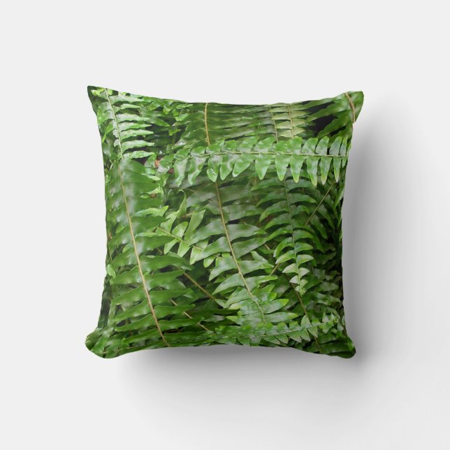 Fern Fronds I Green Nature Throw Pillow (Front)