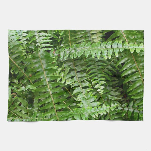 Fern Fronds I Green Nature Towel (Horizontal)