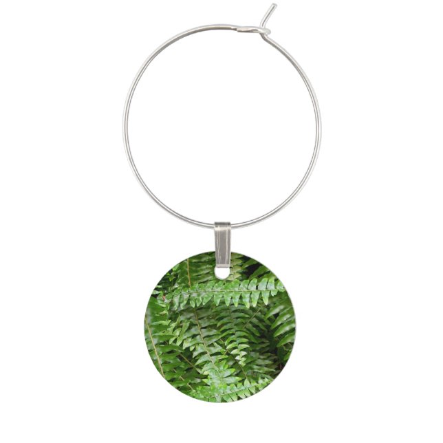 Fern Fronds I Green Nature Wine Glass Charm (Front)