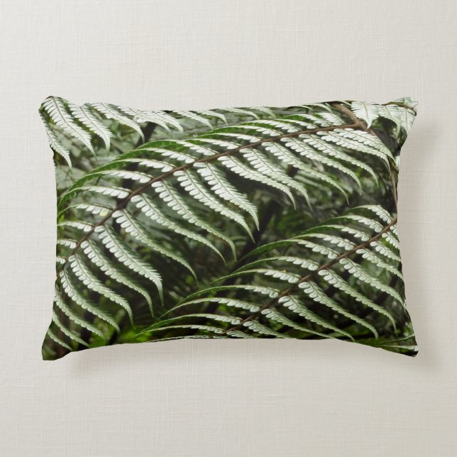 Fern Fronds II Dark Green Nature Accent Pillow (Front)