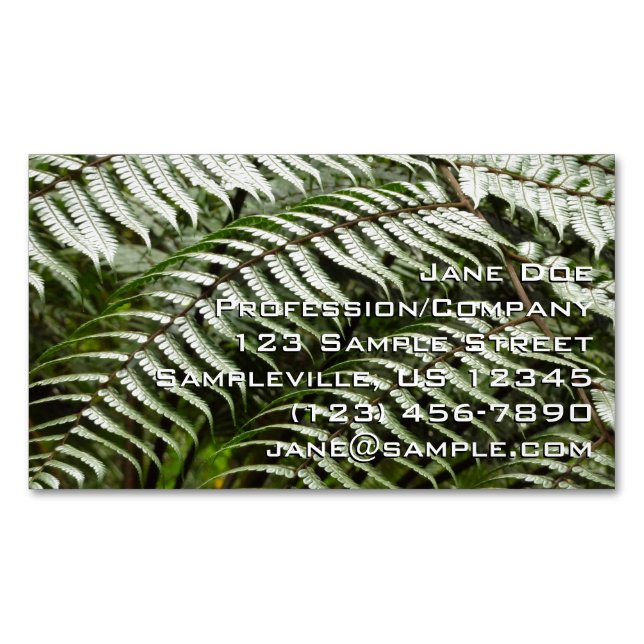 Fern Fronds II Dark Green Nature Business Card Magnet (Front)