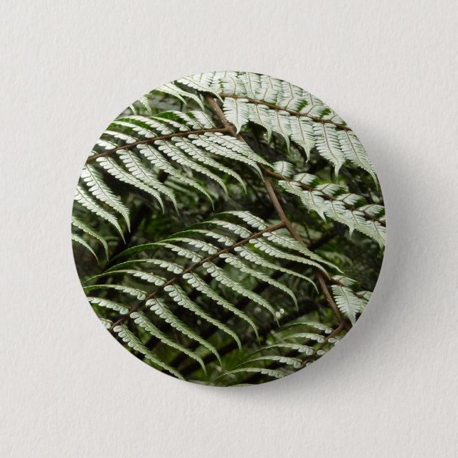 Fern Fronds II Dark Green Nature Button (Front)