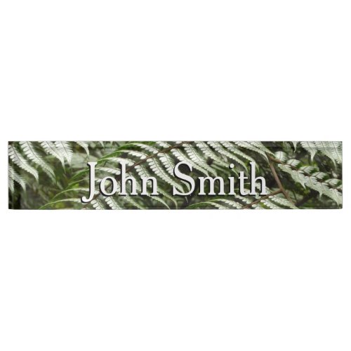 Fern Fronds II Dark Green Nature Desk Name Plate